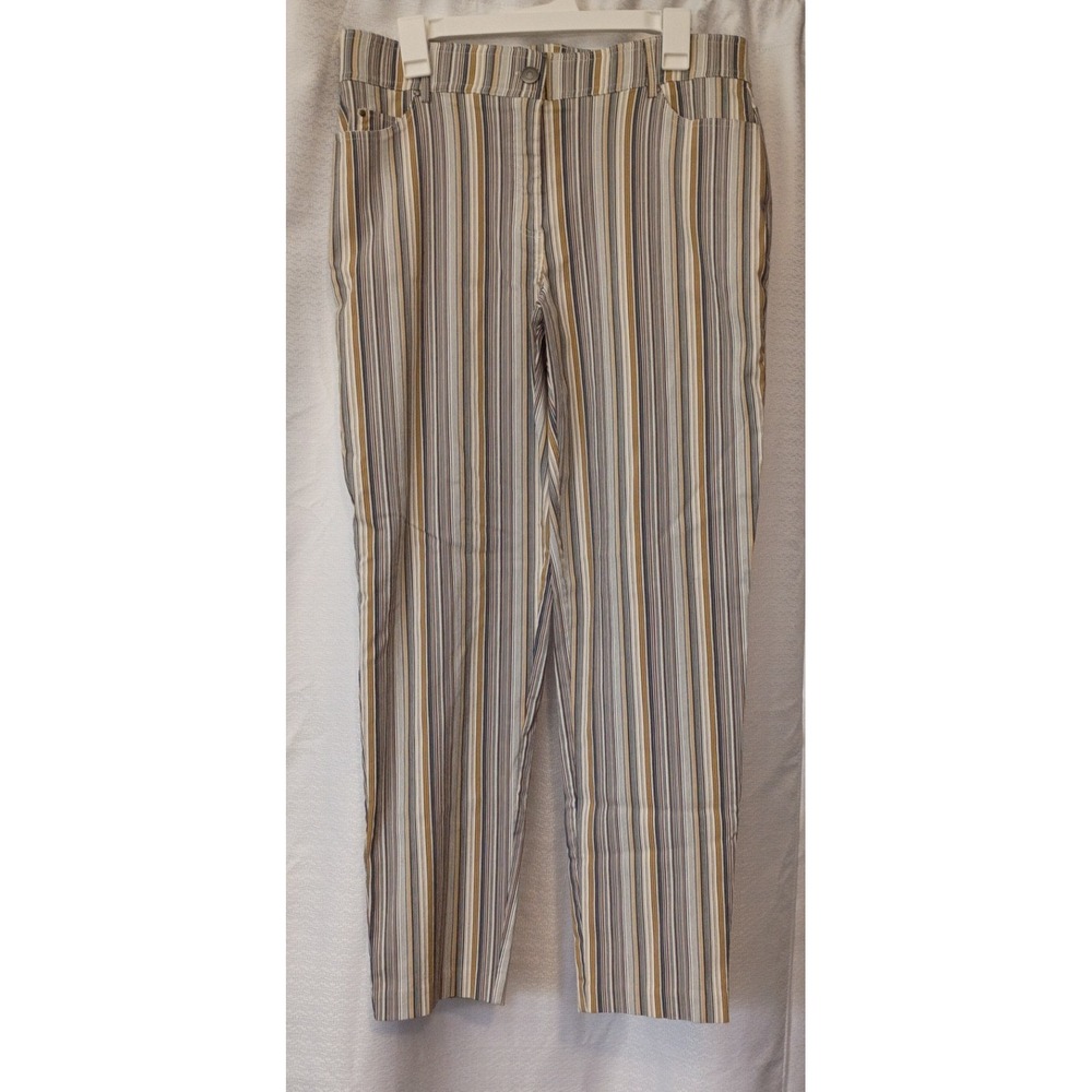 89th + MADISON Stretch Straight Leg‎ Pants, Vertical Stripes, Sz 16, Casual